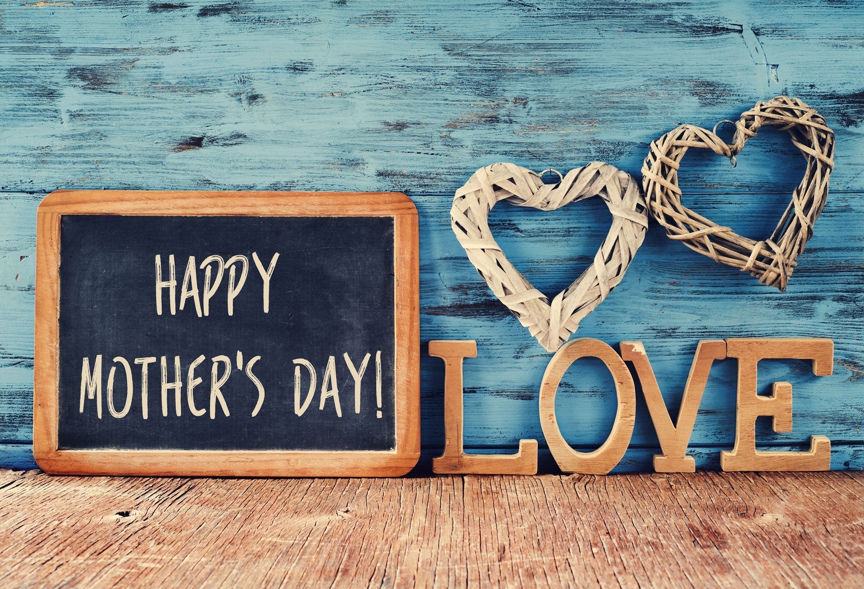 Katebackdrop：Kate Happy Mother's Day Backdrops for Photography Blue Wood Backdrops