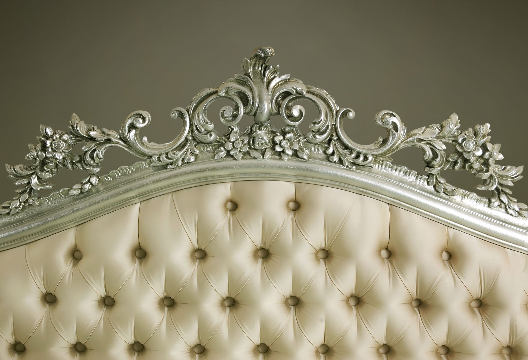 Katebackdrop：Kate Luxury cream color Headboard with Silver Legs  backdrop for Photogarphy