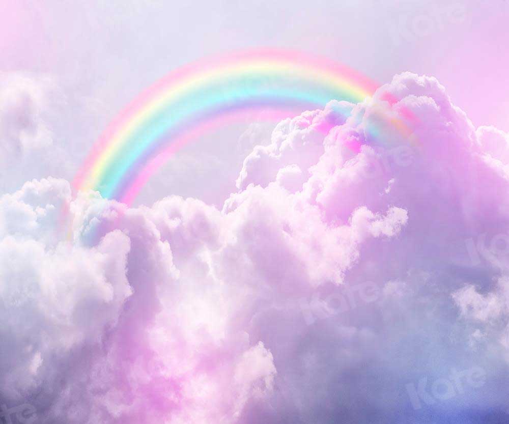 Mädchen Kate Neugeboren Geburtstag Hintergrund Regenbogen Wolke Himmel