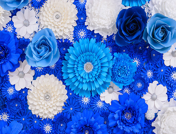 Kate große weiße und blaue Blumen Fotografie Hintergrund - Kate Backdrop.de