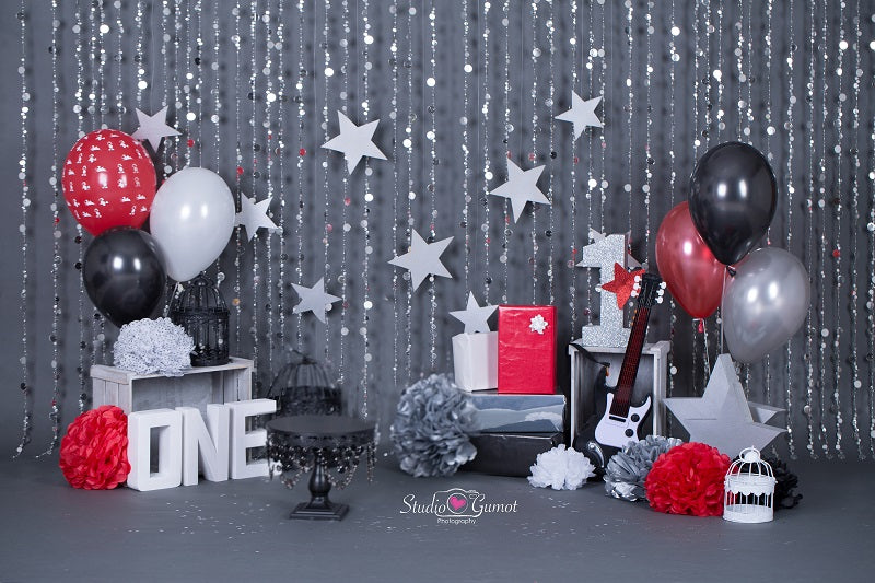 Kate Rockstar 1. Geburtstag junge Hintergrund von Studio Gumot entworfen - Kate Backdrop.de