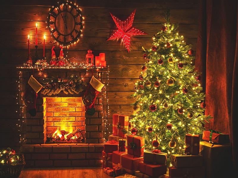 Kate Weihnachtsbaum Kamin mit Kerze und Stern für Fotografie - Kate Backdrop.de