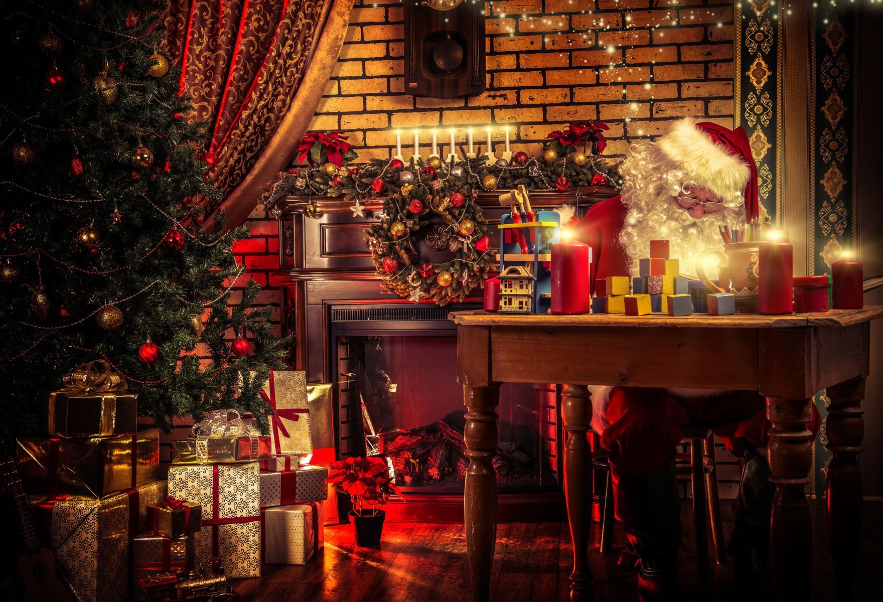 Kate Christmas Tree und Santa Claus Workshop Backdrops für Fotografie