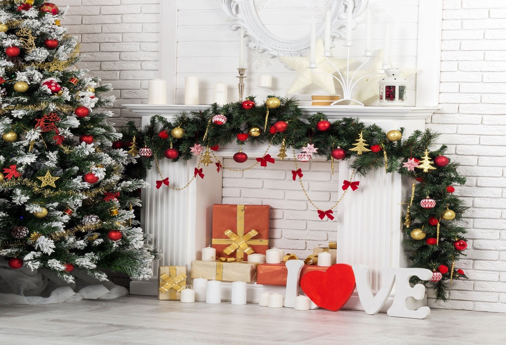 Kate Weihnachtsbaum und Geschenk Kerze Dekorationen Kulissen Für Fotografie - Kate Backdrop.de
