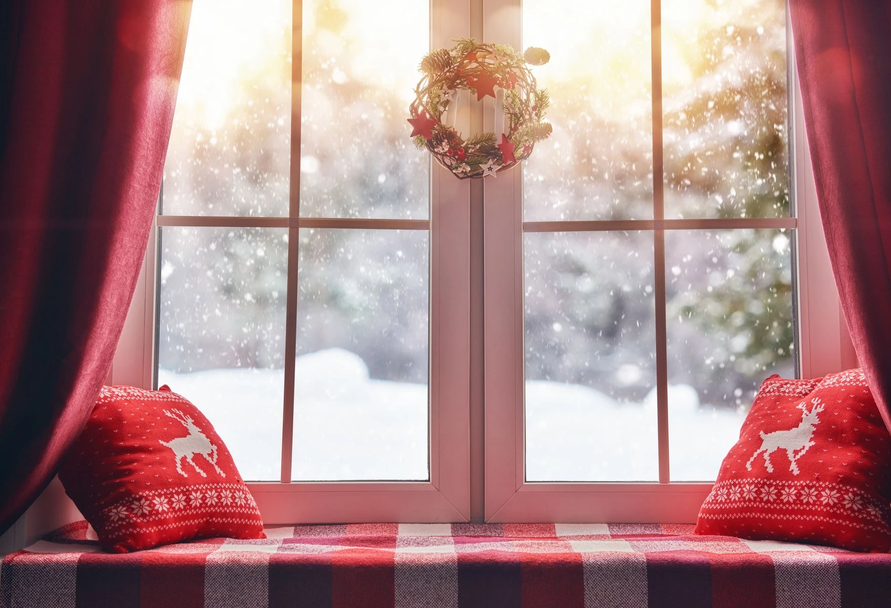 Kate Weihnachtsschnee Weihnachten außerhalb der Fenster-Hintergründe für Fotografie