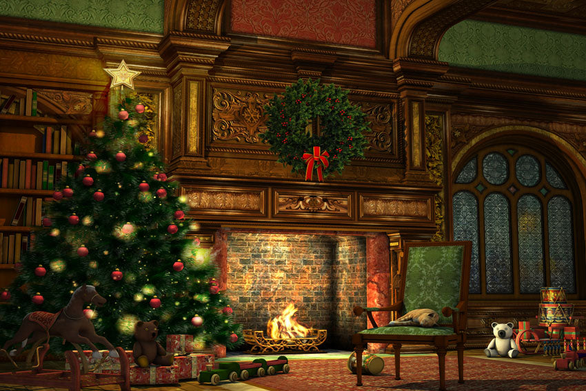 Kate Weihnachten Kamin Wohnzimmer Hintergrund Fotografie - Kate Backdrop.de