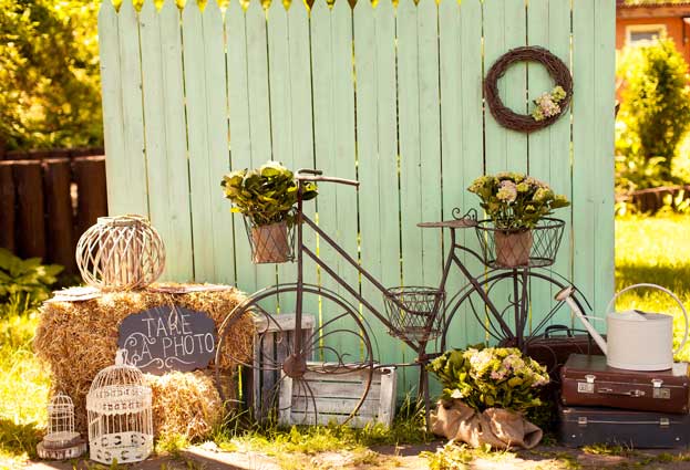 Kate-Ostern-Frühlingsgras mit Fahrrad-Hintergrund für Fotografie - Kate Backdrop.de