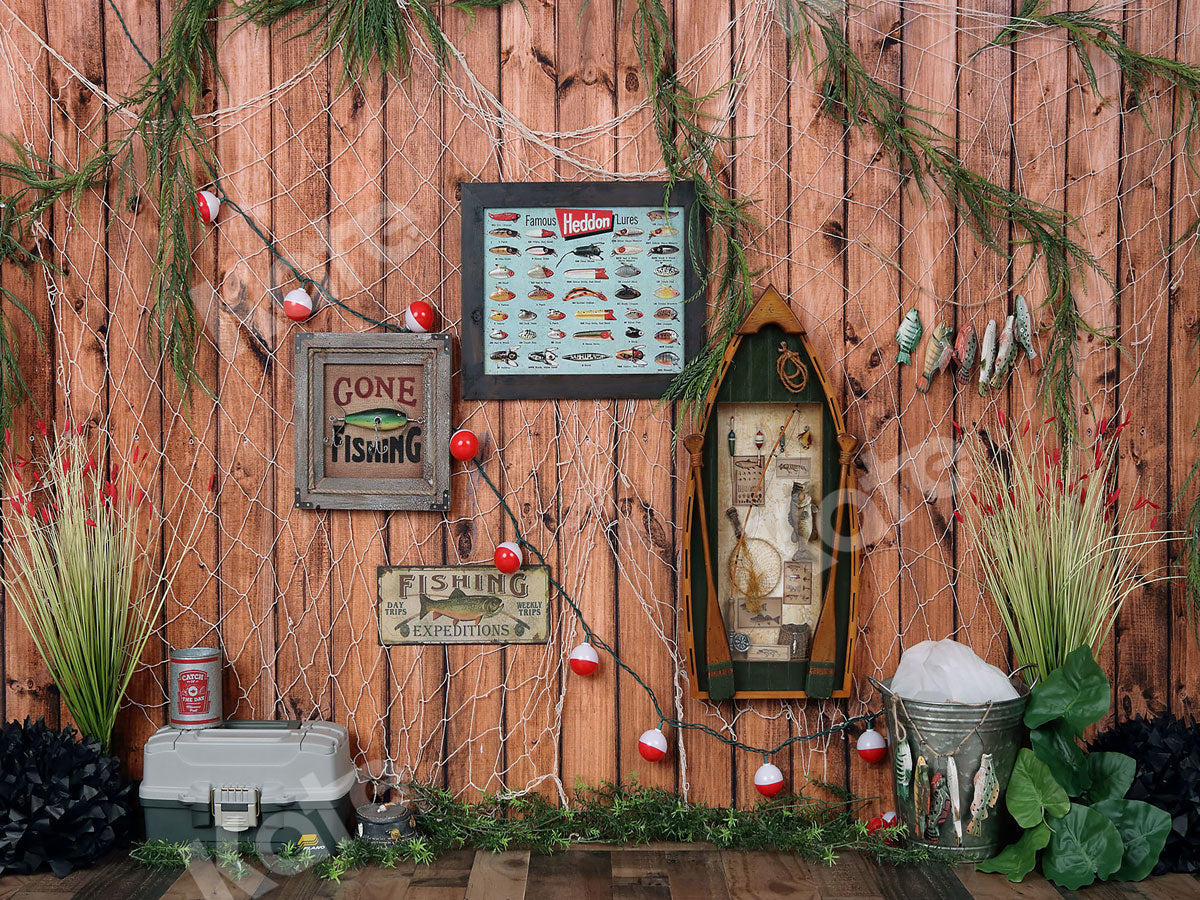 Kate Junge Holz Geburtstag Fische Hintergrund Sommer - Kate Backdrop.de