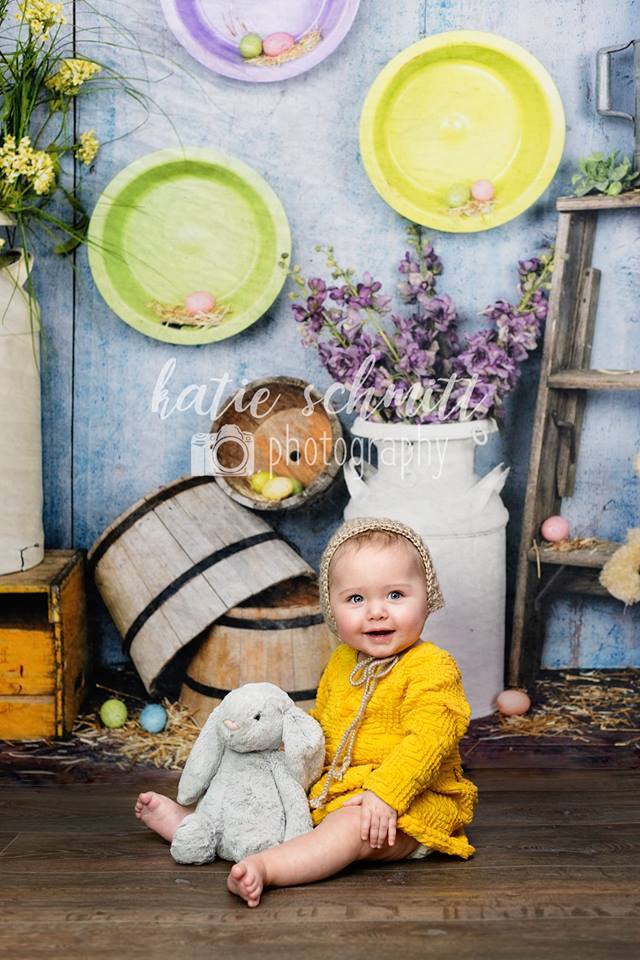 Kate Blauer Ostern Hühnerstall Hintergrund von Arica Kirby - Kate Backdrop.de