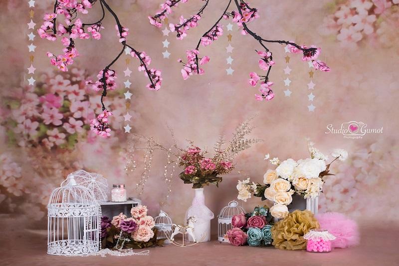 Kate floral antikes pink für kuchen zerschlagener hintergrund von studio gumot - Kate Backdrop.de