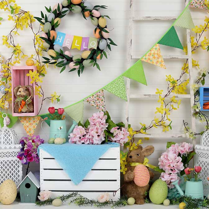 Kate Frühling Zuhause Hintergrund für Ostern Session