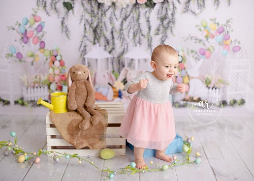 Kate Ostern mit Kaninchen Blumenhintergrund für Fotografie - Kate Backdrop.de