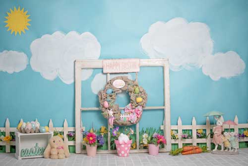 Kate Kaninchen Geländer Dekorationen Ostern Frühling Kinder Kulisse für Fotografie von Erin Larkins - Kate Backdrop.de