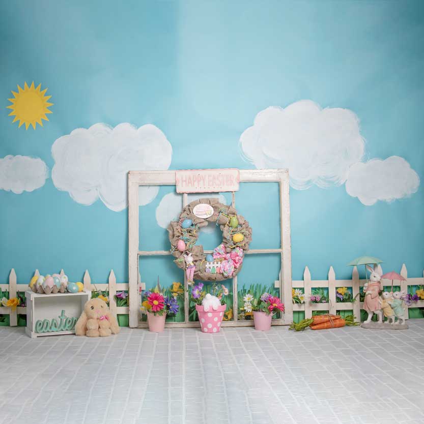Kate Kaninchen Geländer Dekorationen Ostern Frühling Kinder Kulisse für Fotografie von Erin Larkins - Kate Backdrop.de