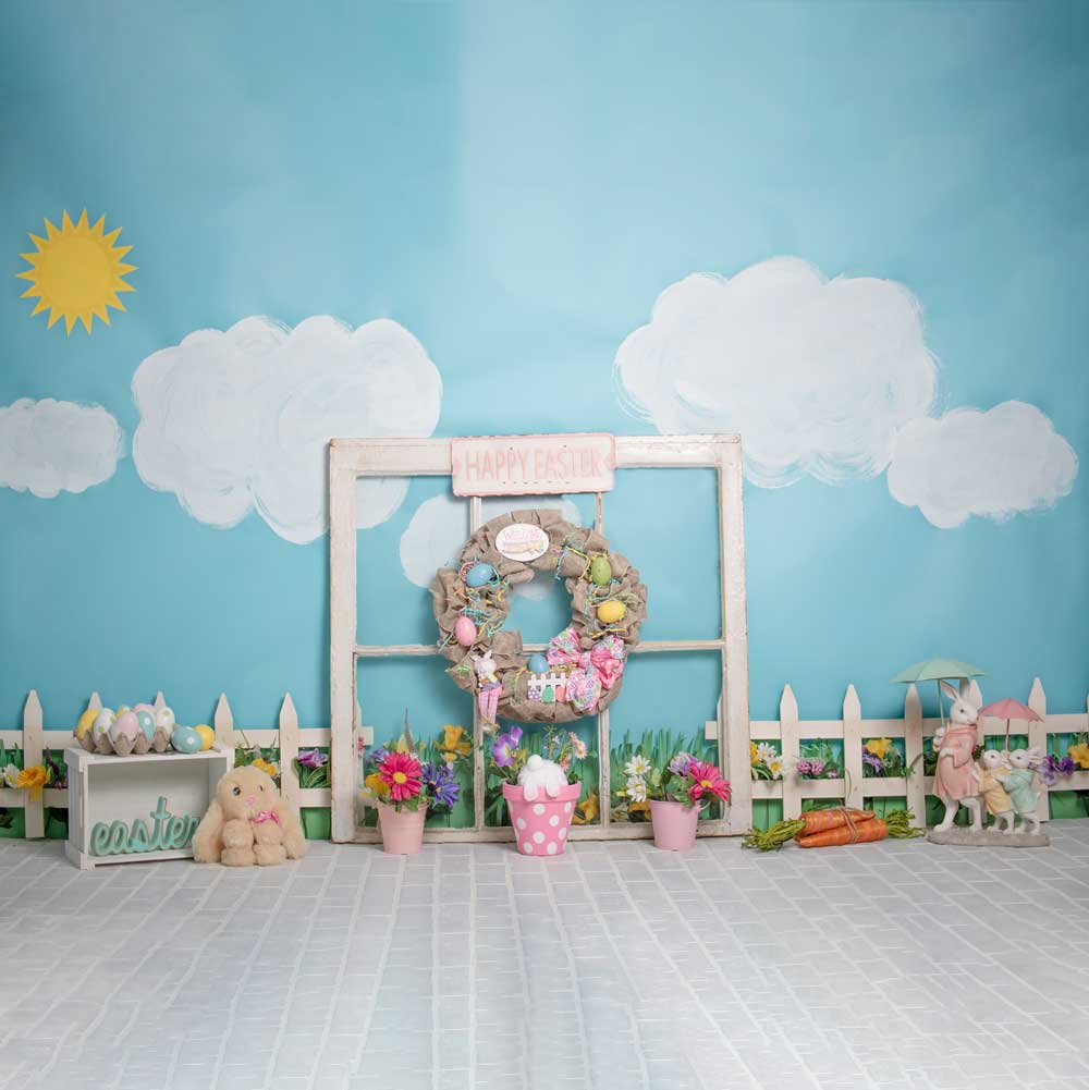 Kate Kaninchen Geländer Dekorationen Ostern Frühling Kinder Kulisse für Fotografie von Erin Larkins - Kate Backdrop.de