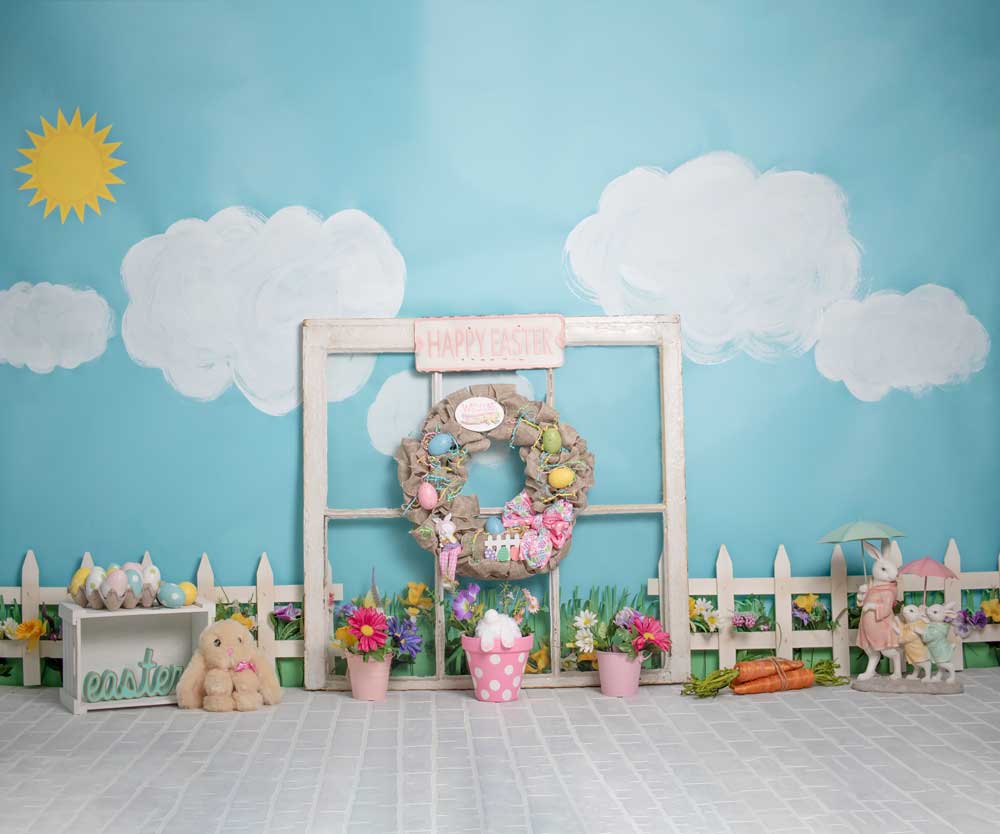 Kate Kaninchen Geländer Dekorationen Ostern Frühling Kinder Kulisse für Fotografie von Erin Larkins - Kate Backdrop.de