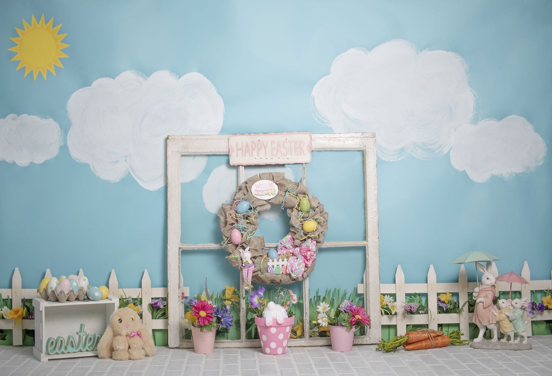 Kate Kaninchen Geländer Dekorationen Ostern Frühling Kinder Kulisse für Fotografie von Erin Larkins - Kate Backdrop.de