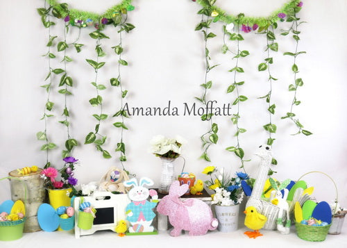 Kate Children's Paradise Kaninchen Dekorationen mit Blättern Banner Kulisse für Fotografie von Amanda Moffatt - Kate Backdrop.de