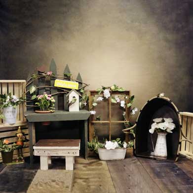 Kate die Potting-Halle-Frühlings-Blumen-Hintergrund für die Fotografie entworfen von Amanda Moffatt