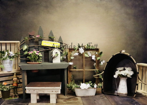 Kate die Potting-Halle-Frühlings-Blumen-Hintergrund für die Fotografie entworfen von Amanda Moffatt - Kate Backdrop.de