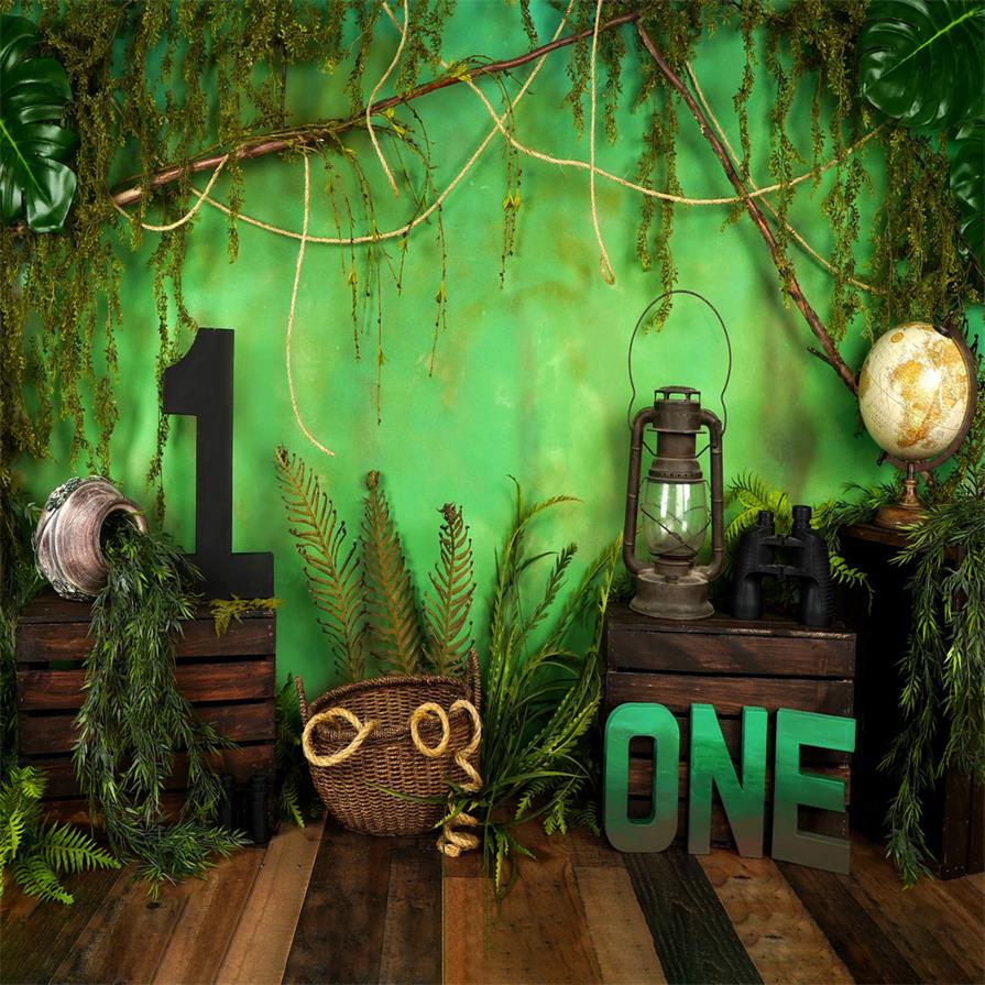 Kate Jungle 1. Geburtstag Sommer Hintergrund Entworfen von Arica Kirby - Kate Backdrop.de