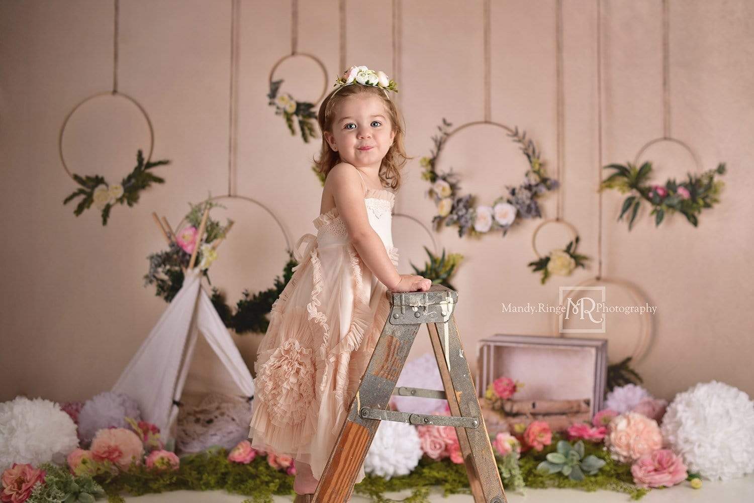 Kate Frühling Blumen Camping Kinder Kulisse für Fotografie von Mandy Ringe Fotografie entworfen - Kate Backdrop.de