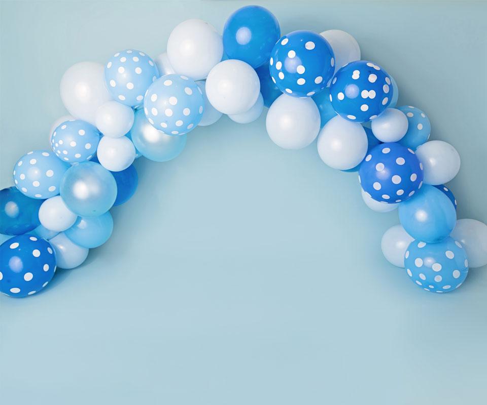 Kate Blaue und weiße Ballons Geburtstag Hintergrund für die Fotografie von Kerry Anderson - Kate Backdrop.de