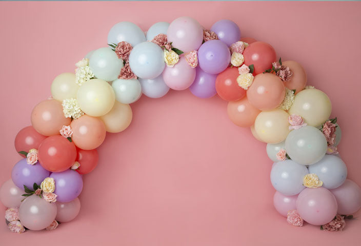 Kate Regenbogen Blumenballon Geburtstags Kinder Hintergrund für Fotografie von Kerry Anderson - Kate Backdrop.de