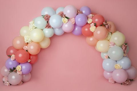 Kate Regenbogen Blumenballon Geburtstags Kinder Hintergrund für Fotografie von Kerry Anderson - Kate Backdrop.de
