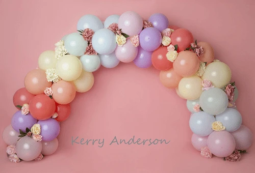 Kate Regenbogen Blumenballon Geburtstags Kinder Hintergrund für Fotografie von Kerry Anderson - Kate Backdrop.de