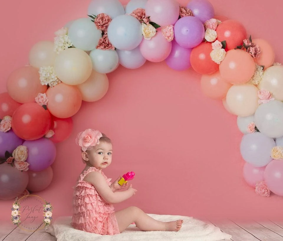 Kate Regenbogen Blumenballon Geburtstags Kinder Hintergrund für Fotografie von Kerry Anderson - Kate Backdrop.de