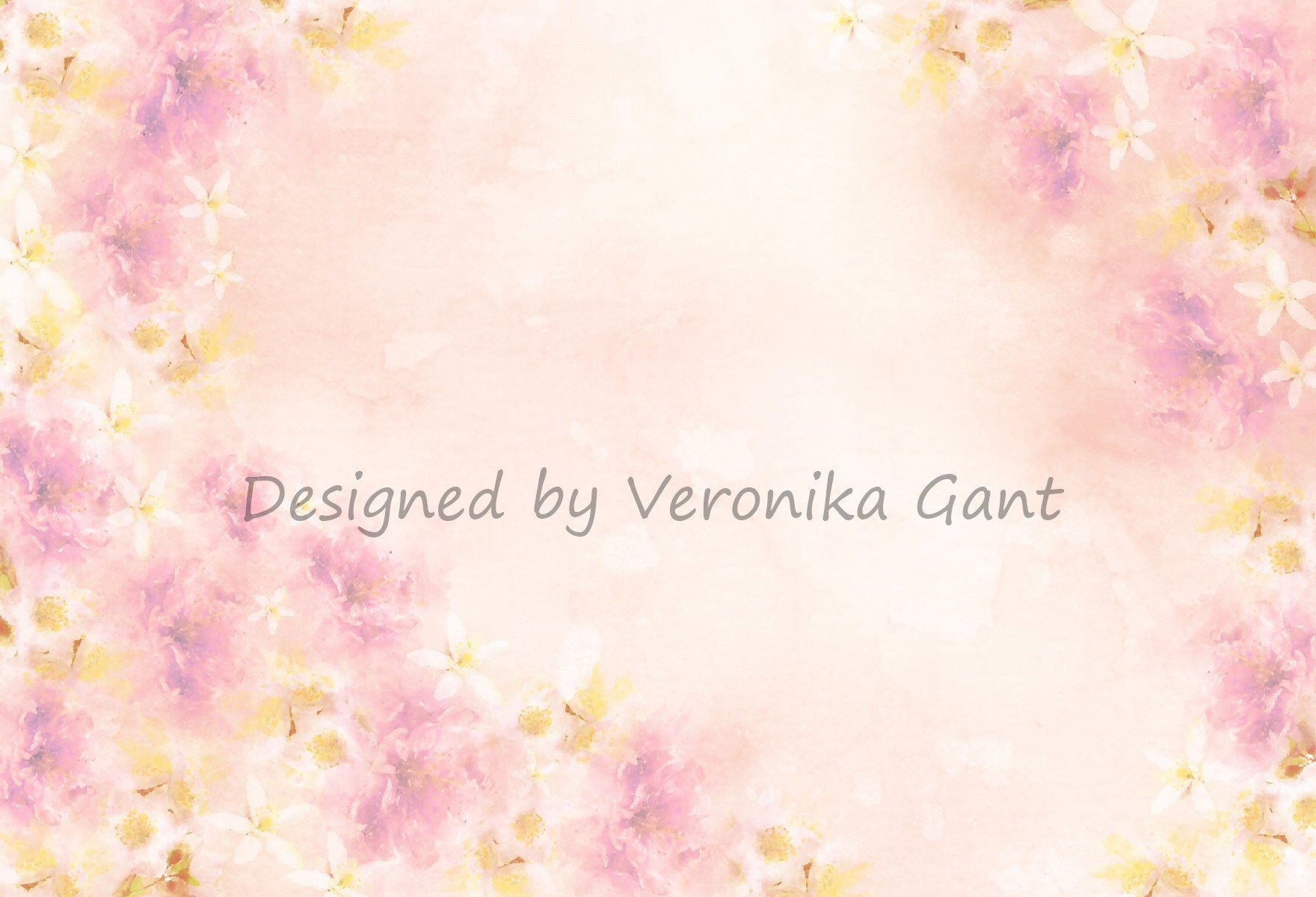 Kate Fine Art Aquarelle rosa Blumen Abstrakter Hintergrund von Veronika Gant