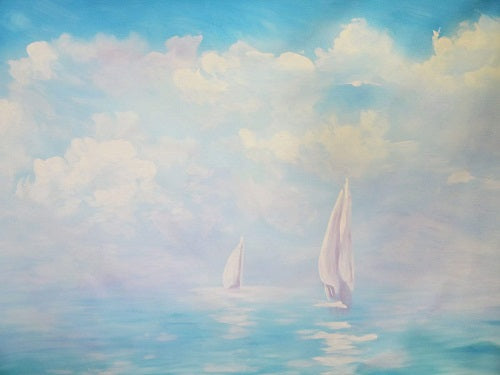 Kate Sommer Seemalerei Segelboot Hintergrund  Entworfen von  Jerry_Sina
