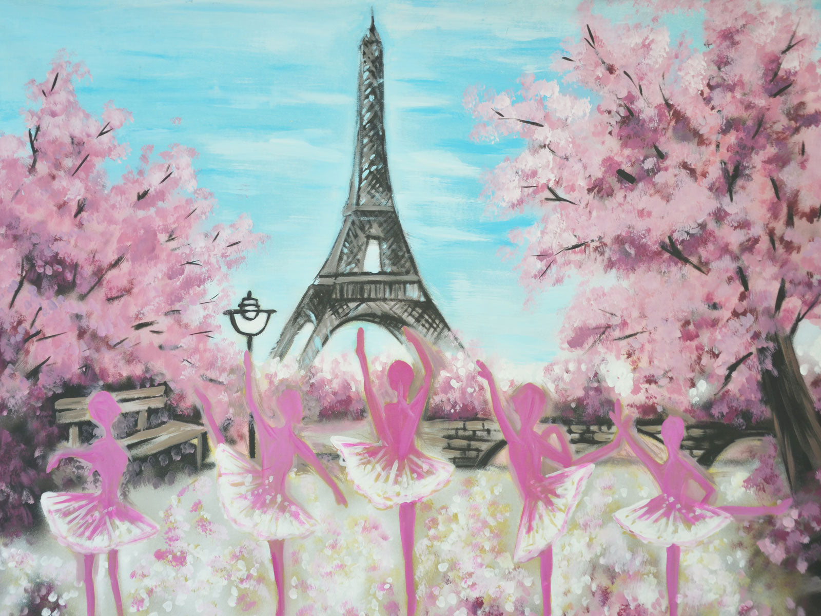 Kate Eiffelturm und rosa Blumen-romantische Hochzeit oder Valentinstag-Hintergrund entworfen von Jerry_Sina
