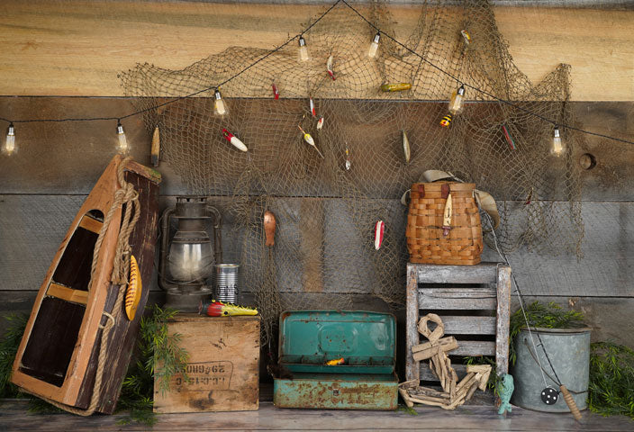 Kate Wood Gone Fishing Backdrop Entworfen von Arica Kirby