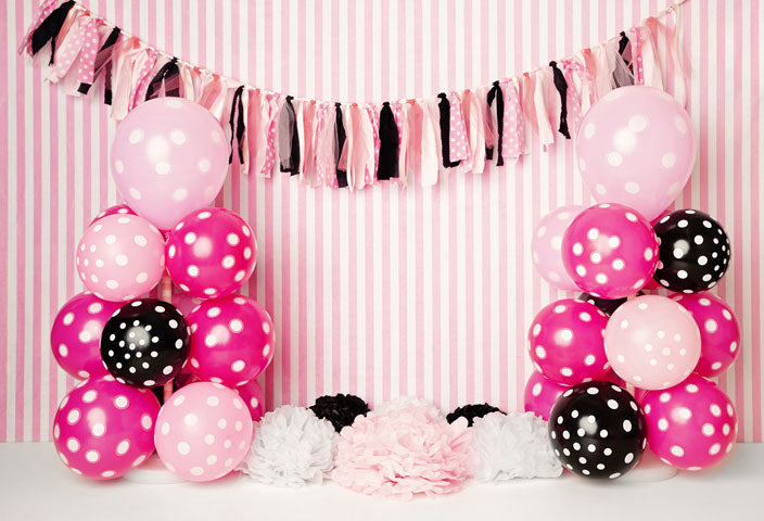 Kate Schwarze rosa Luftballons Geburtstag  Hintergrund für die Fotografie von Kerry Anderson - Kate Backdrop.de