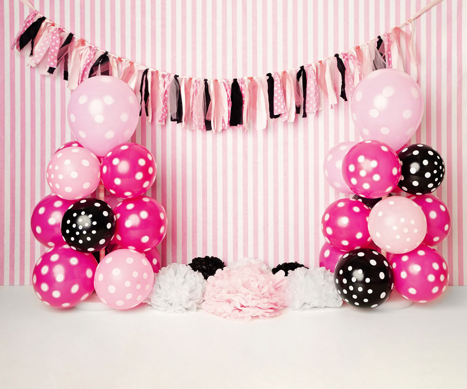 Kate Schwarze rosa Luftballons Geburtstag  Hintergrund für die Fotografie von Kerry Anderson - Kate Backdrop.de