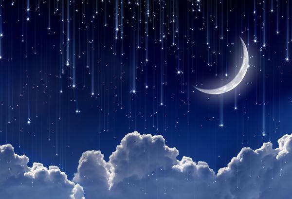 Kate Nächtlicher Himmel mit Mond-und Wolken-Kinderhintergrund für Fotografie - Kate Backdrop.de