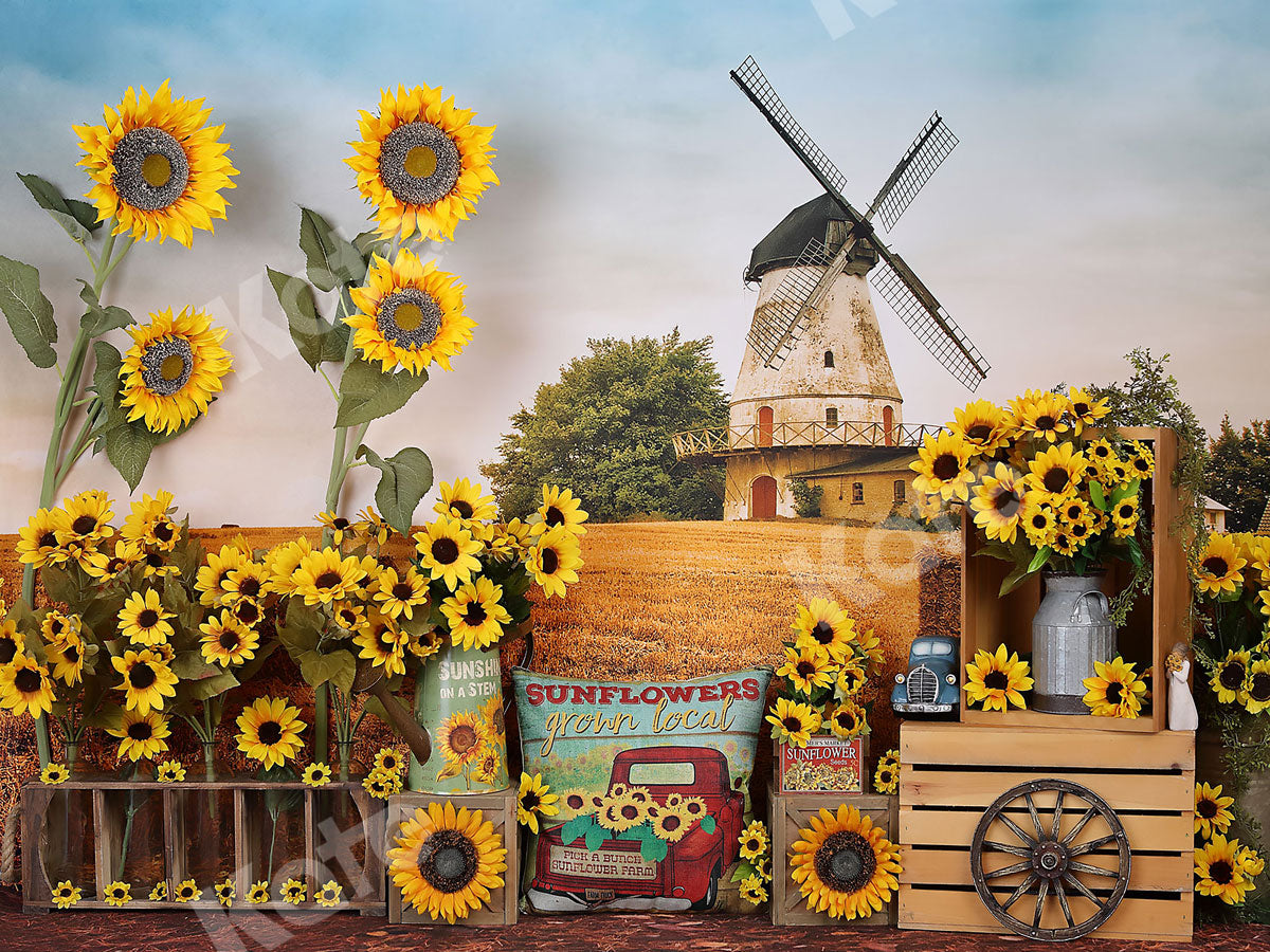 Kate Sonnenblume Bauernhof Feld Sommer Hintergrund - Kate Backdrop.de