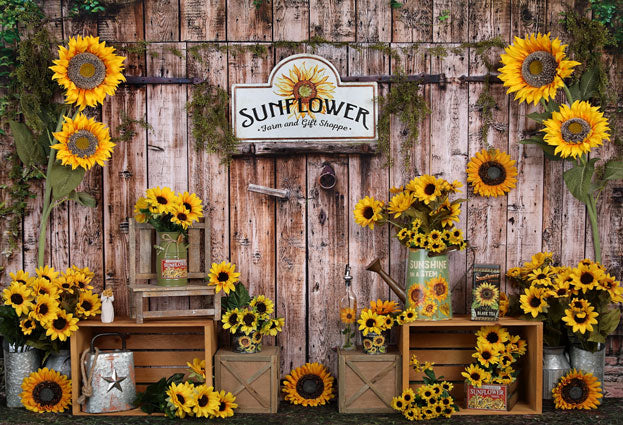 Kate Sonnenblume Geschenk Geschäft Holz Sommer Hintergrund - Kate Backdrop.de
