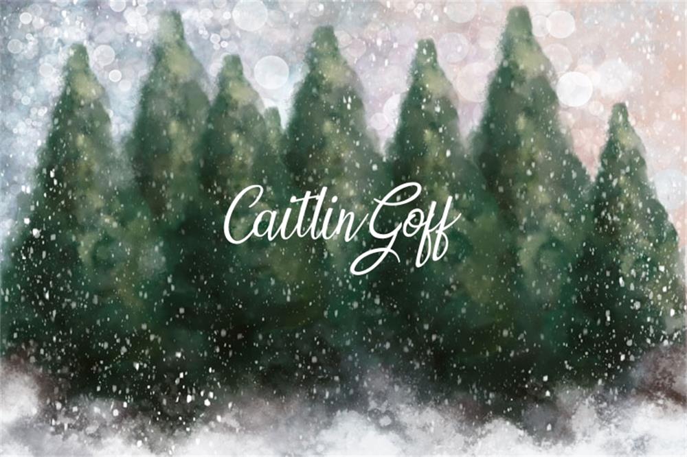 Kate Blendend Winter schneebedeckt Wald Hintergrund  für Fotografie von Modest Brushes - Kate Backdrop.de