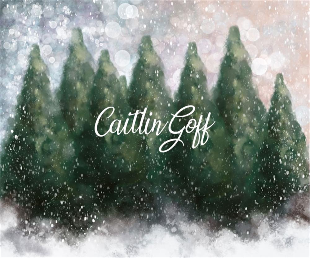 Kate Blendend Winter schneebedeckt Wald Hintergrund  für Fotografie von Modest Brushes - Kate Backdrop.de