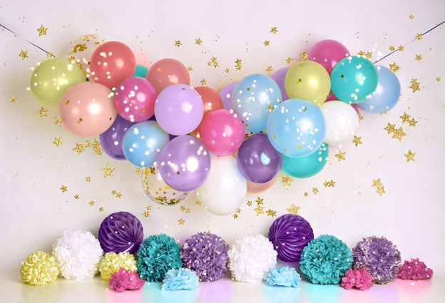Kate Geburtstags-Ballone und Sterne Hintergrund Entworfen von Mandy Ringe Photography - Kate Backdrop.de