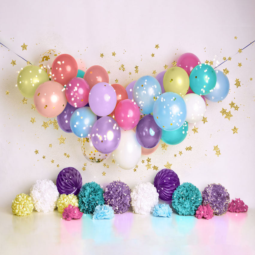 Kate Geburtstags-Ballone und Sterne Hintergrund Entworfen von Mandy Ringe Photography - Kate Backdrop.de