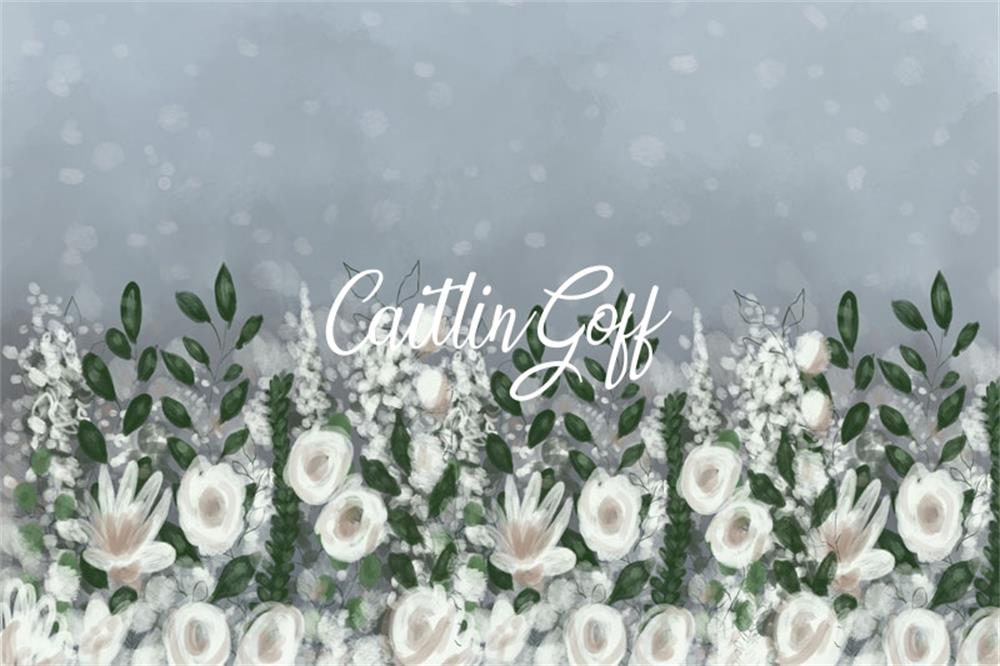 Kate Überwuchertes Blumen auf Grau Backdrop Designed by Modest Brushes
