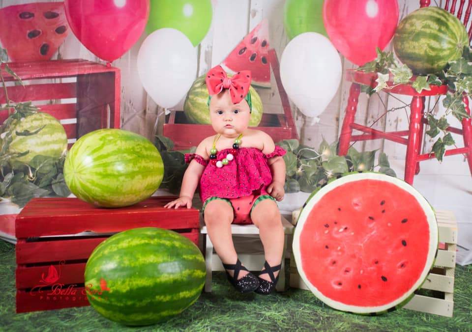 Kate Kinder Sommer Cake Smash Wassermelonen Geburtstag Hintergrund von Rose Abbas - Kate Backdrop.de