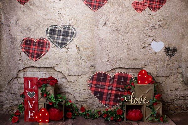 Kate Valentinstag Rote blume Alte Mauer Liebe Hintergrund für Fotografie von Megan Leigh - Kate Backdrop.de