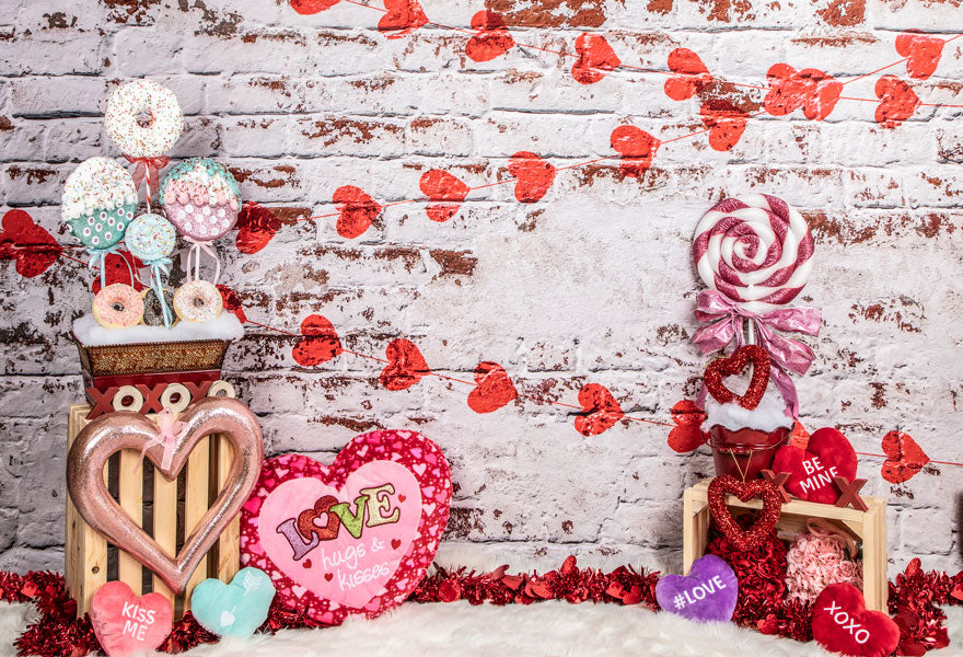 Kate Valentinstag Rote Liebe  Wand Blumen Hintergrund für Fotografie von Lisa Olson - Kate Backdrop.de