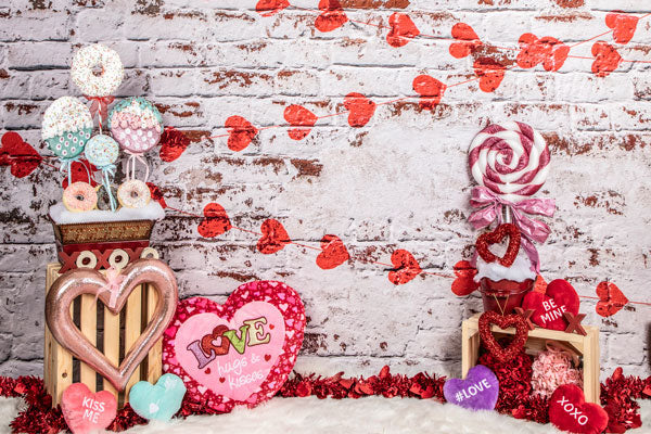Kate Valentinstag Rote Liebe  Wand Blumen Hintergrund für Fotografie von Lisa Olson - Kate Backdrop.de