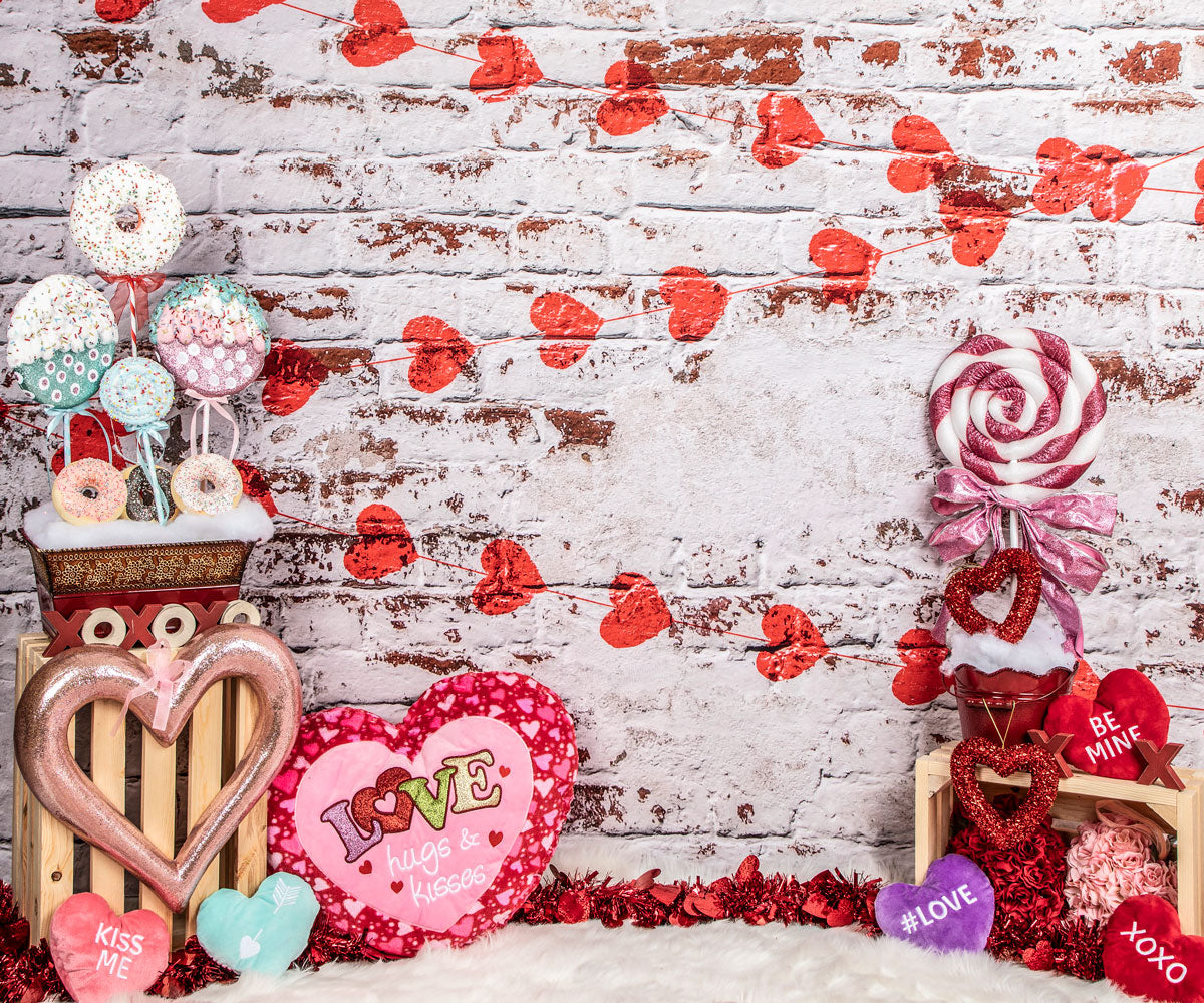 Kate Valentinstag Rote Liebe  Wand Blumen Hintergrund für Fotografie von Lisa Olson - Kate Backdrop.de